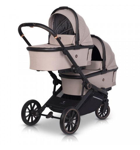 Cavoe Avec - rozwojowy wózek dla bliźniąt, rok po roku z dwoma gondolami | Taupe